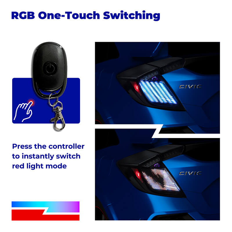 Full LED Digital RGB Tail Lights Assembly for 2016–21 Honda Civic Hatchback and Type R
