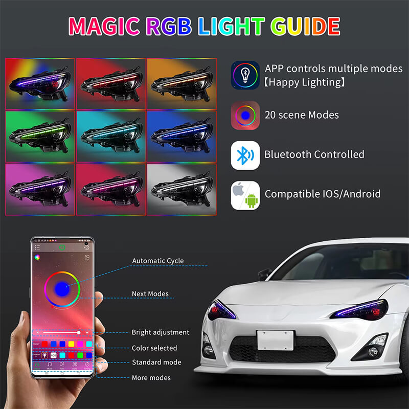 Full LED RGB Headlights for 2012-21 Toyota GT86/Subaru BRZ/Scion FRS