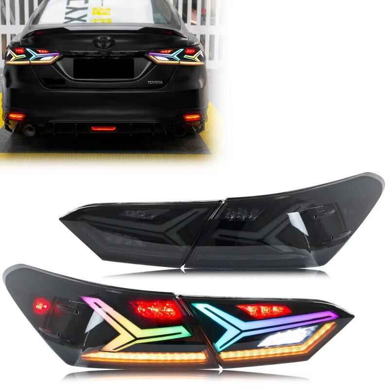 Full LED RGB Taillights Assembly for 2018-24 Toyota Camry(Fish Bone Style)