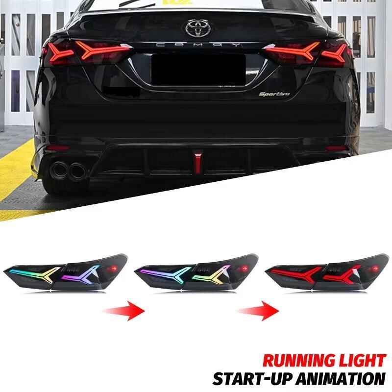 Full LED RGB Taillights Assembly for 2018-24 Toyota Camry(Fish Bone Style)