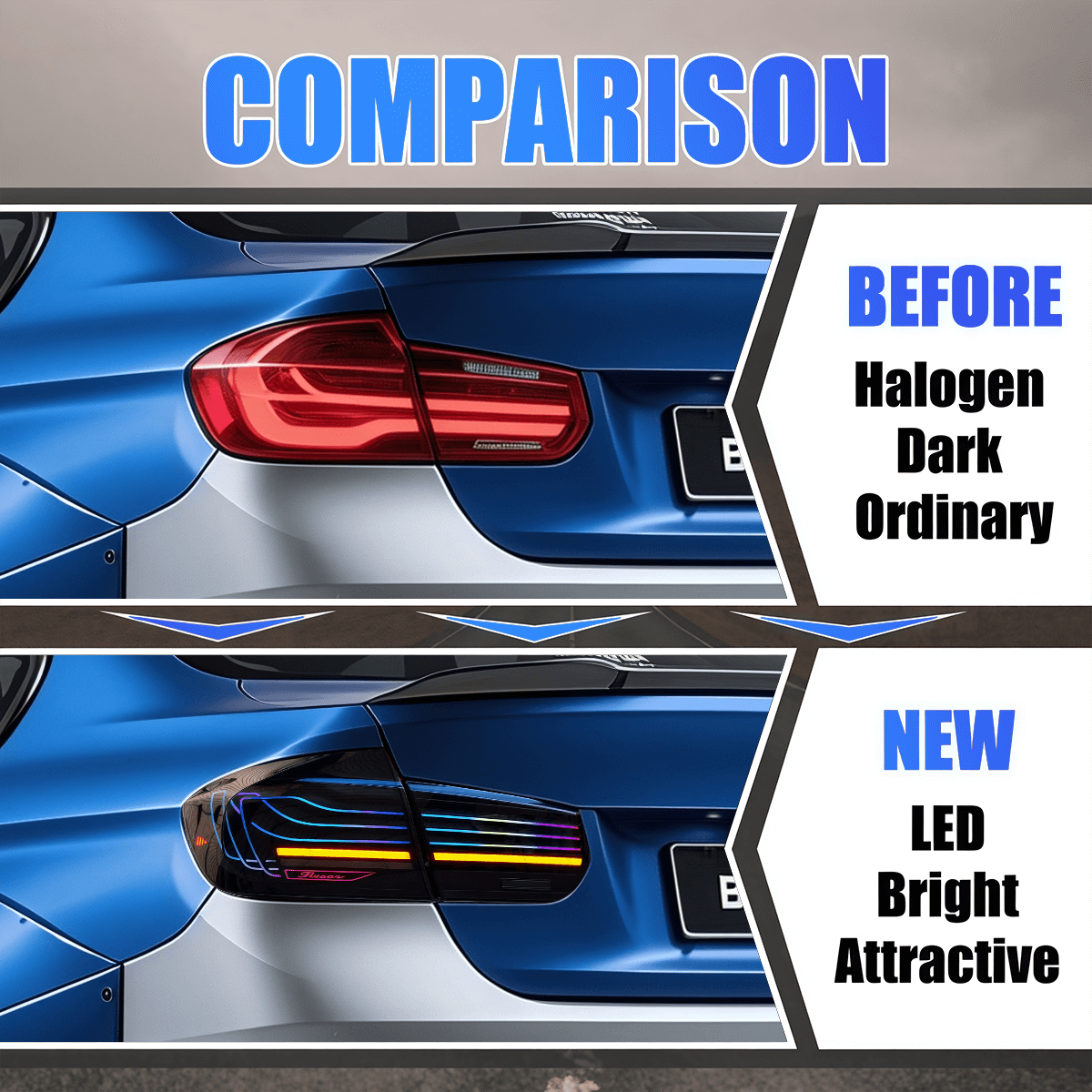 Full LED RGB Taillights Assembly for 2013-19 BMW F30/F80/F35 CLS