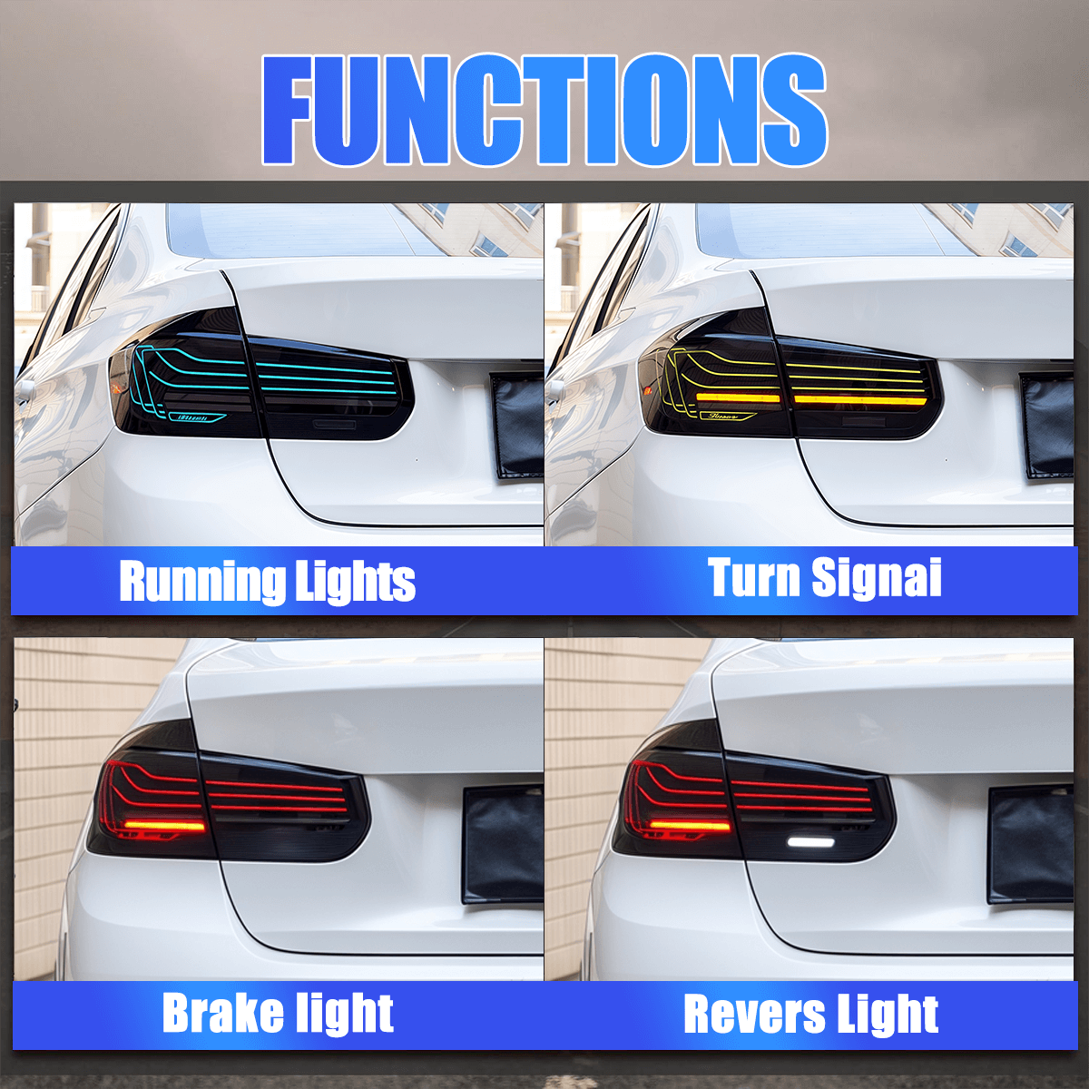 Full LED RGB Taillights Assembly for 2013-19 BMW F30/F80/F35 CLS