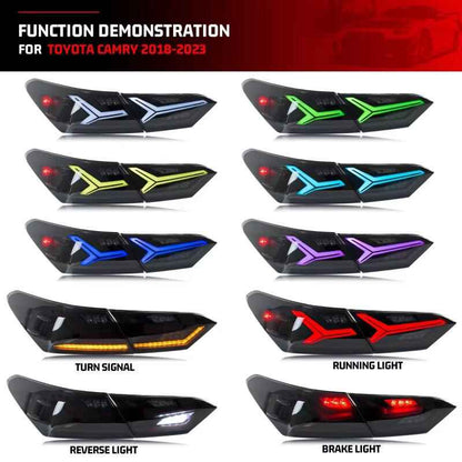 Full LED RGB Taillights Assembly for 2018-24 Toyota Camry(Fish Bone Style)