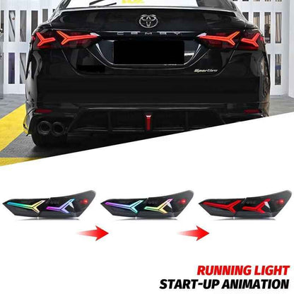Full LED RGB Taillights Assembly for 2018-24 Toyota Camry(Fish Bone Style)
